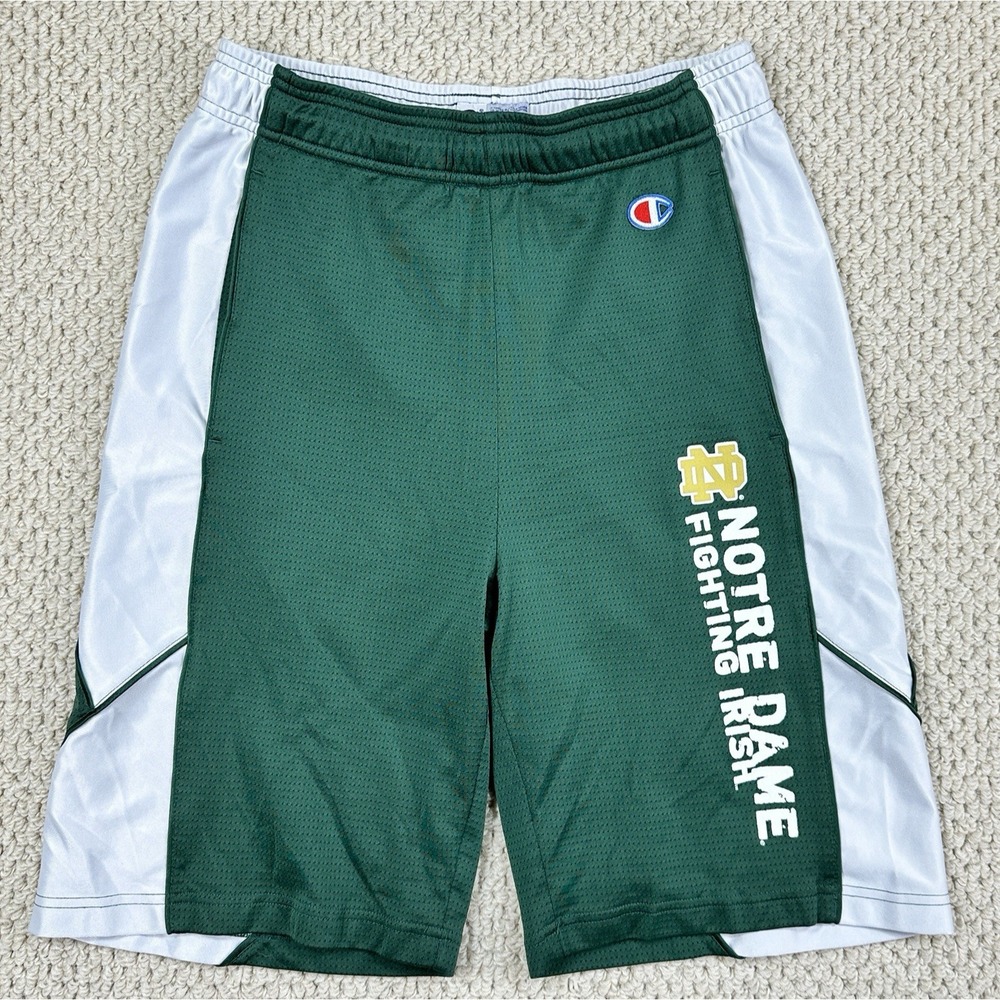 Vtg Champion Notre Dame Shorts Mens M Green Fighting Irish NCAA Mesh Lined